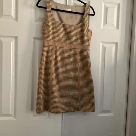 RED VALENTINO neutral gold tweed mini dress - Picture 5 of 11